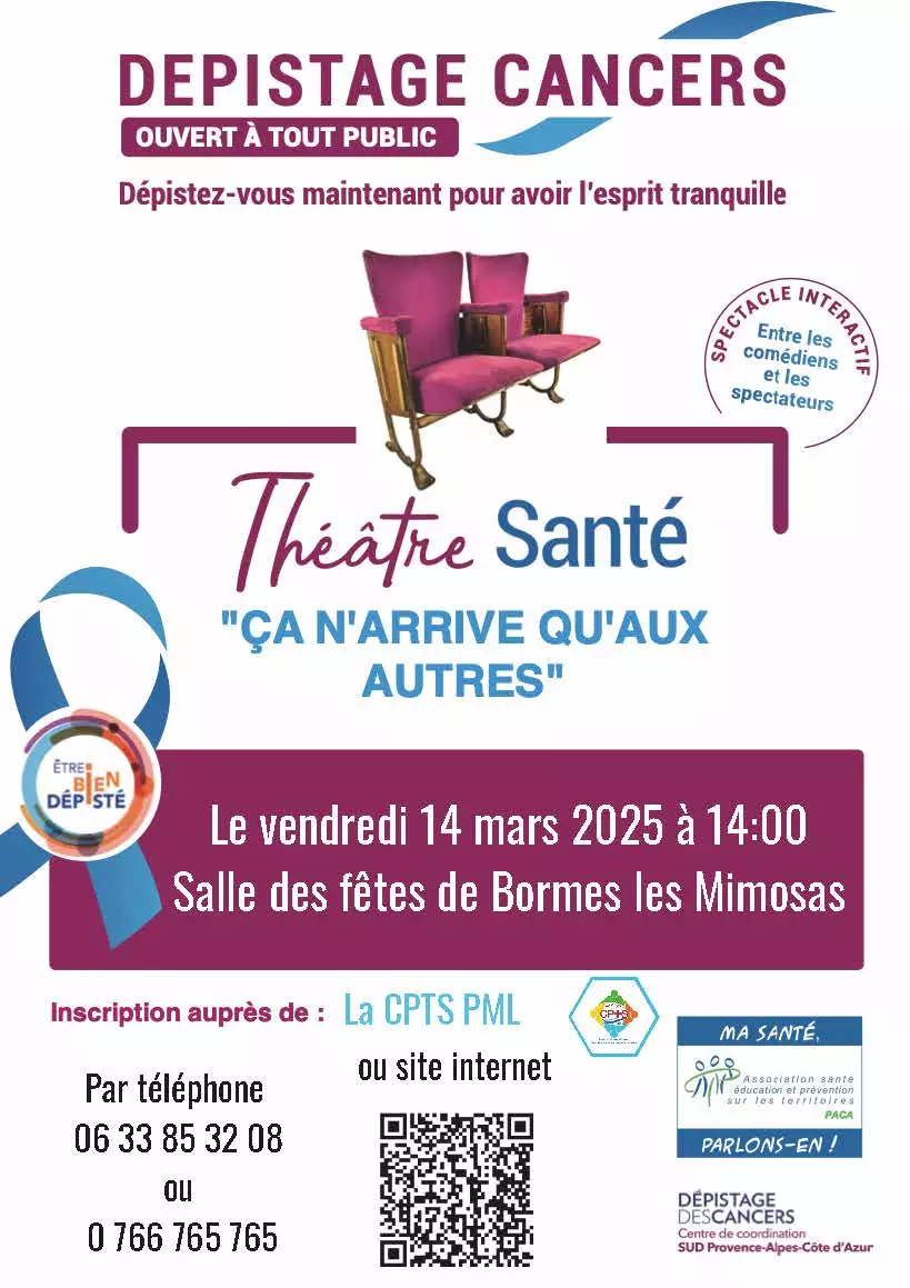 Affiche Santé théatre Mars bleu CPTS PML